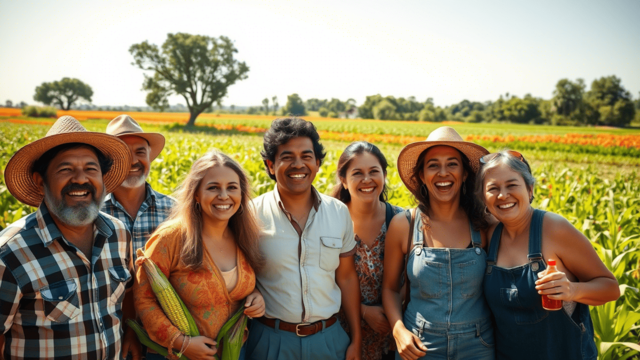 Agricultores celebrando