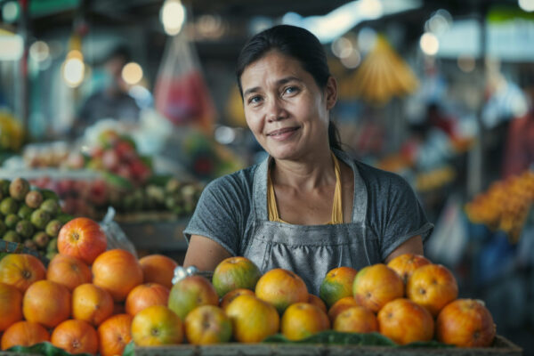 Mujer emprendedora en mercado