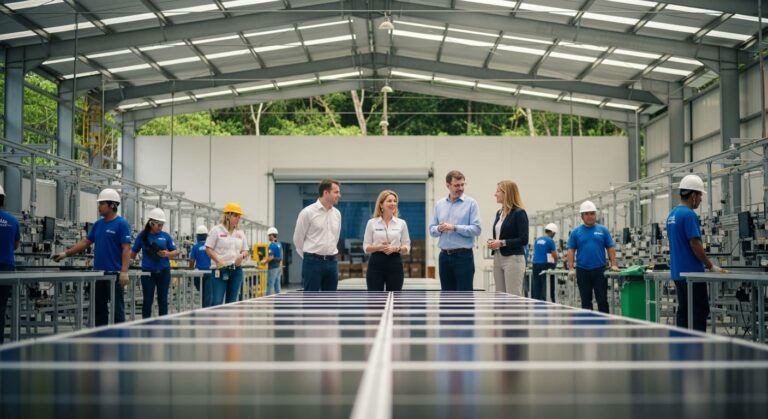 Guatemala sustainability business partnership field solar panel factory