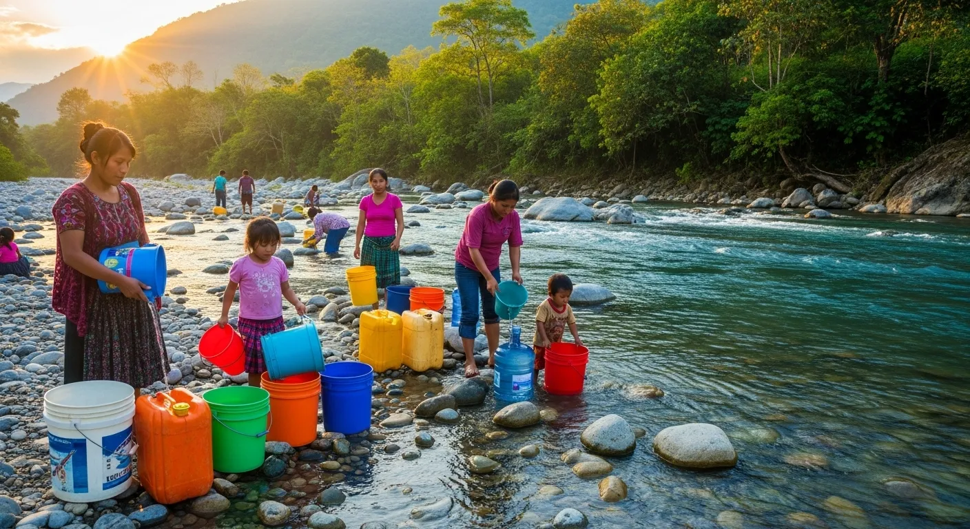 Agarrando agua del rio