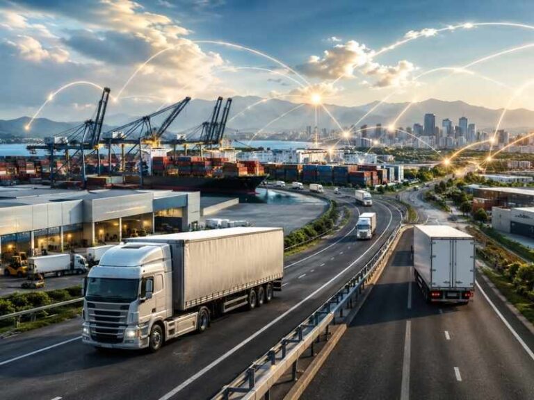 Camiones de carga conectan corredores logísticos, puertos y zonas industriales en Centroamérica.